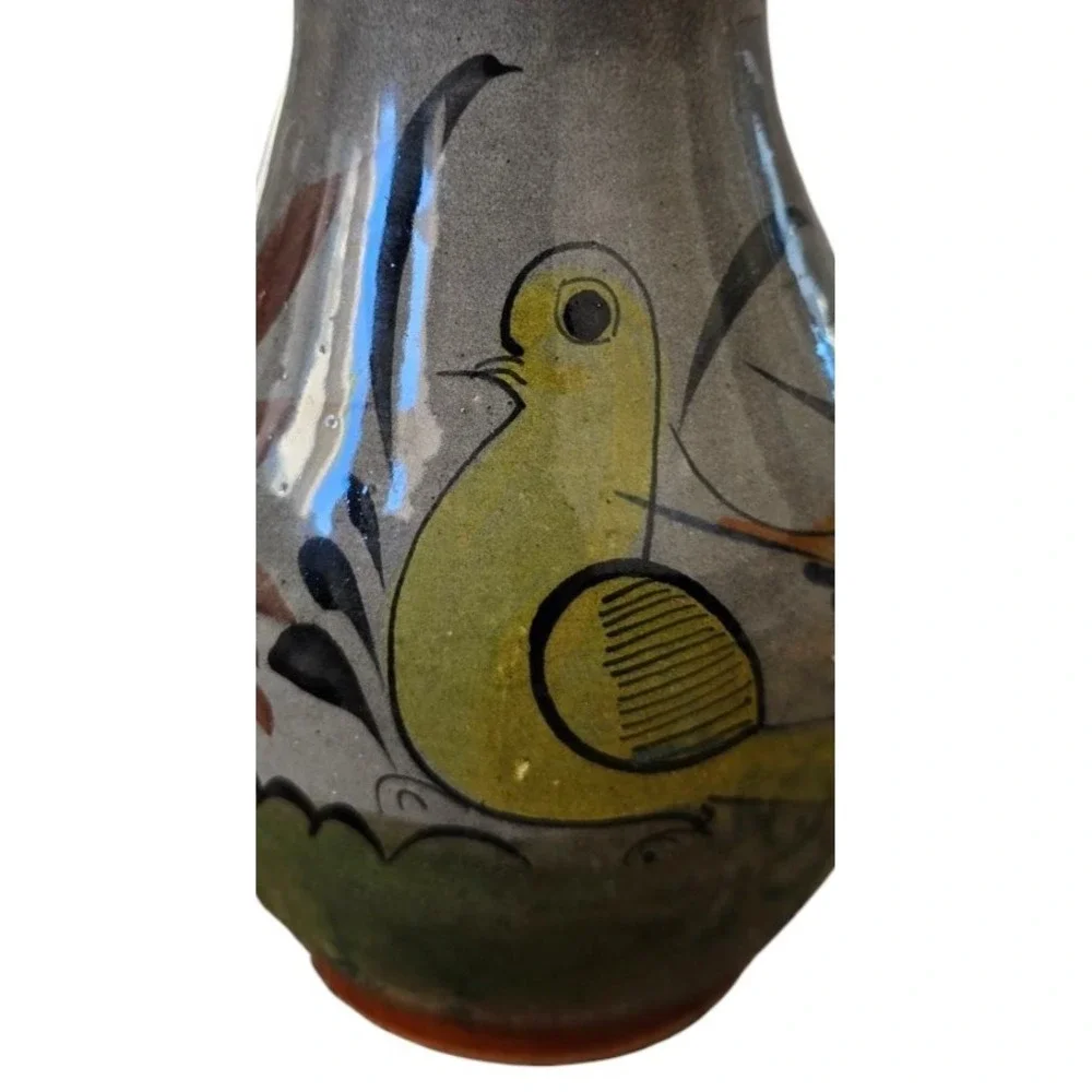 Mexican Pottery Vase Vintage Handpainted Made In Mexico Tonala 7